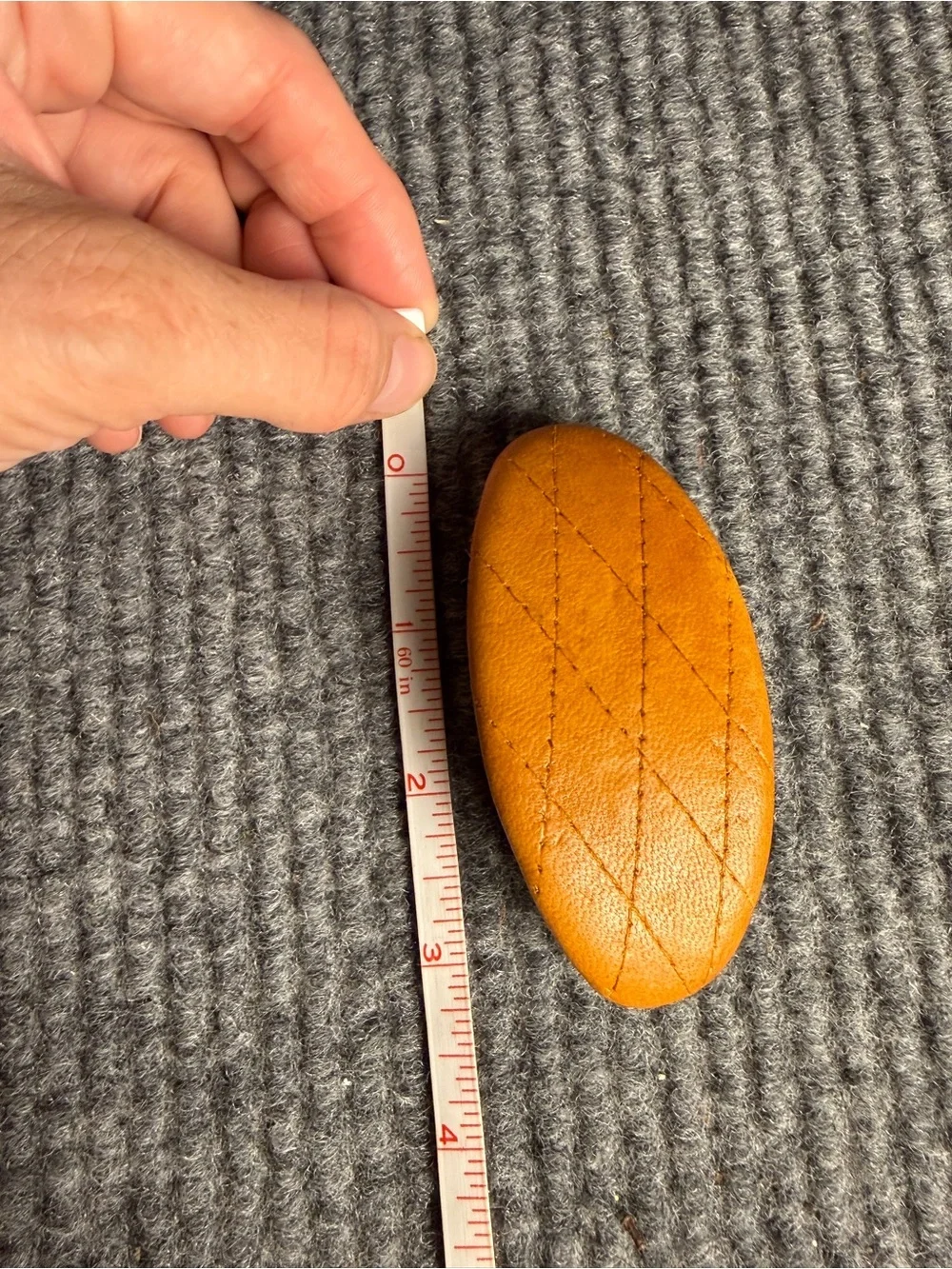 Vintage Eve Reid Quilted Leather Barrette Hair Clip | Cognac Tan